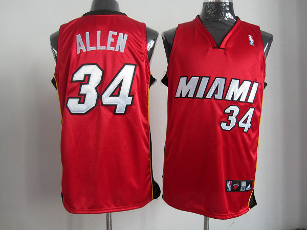 NBA Miami Heat 34 Ray Allen Authentic Red Jersey